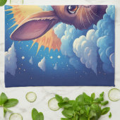 幻想的なイースターのウサギと雲 🐰☁️ ソフトパステル キッチンタオル (折り畳み)