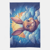 幻想的なイースターのウサギと雲 🐰☁️ ソフトパステル キッチンタオル (縦)