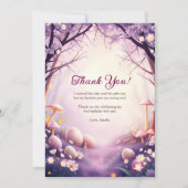 幻想的なイースターエッグのキノコの少女の誕生日パーティー サンキューカード (正面)