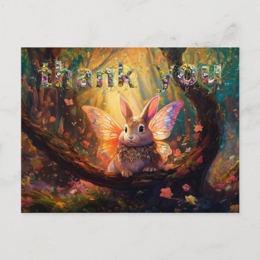 幻想的なウサギが住む魔法の森　ありがとう ポストカード (正面)