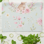 幻想的なウサギのティーポット 花 春 キッチンタオル (折り畳み)