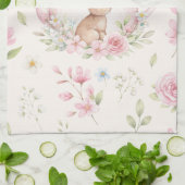 幻想的なウサギのティーポット 花 春 キッチンタオル (折り畳み)