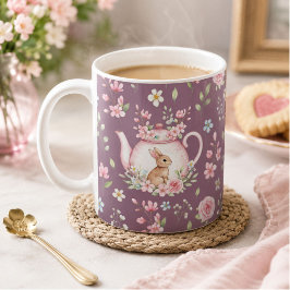 幻想的なウサギのティーポット 花 春 コーヒーマグカップ