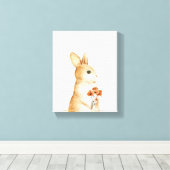 幻想的なウサギの花の森の保育園の装飾 キャンバスプリント (インサイチュ (ウッドフロア))