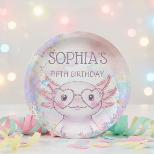 幻想的なウーパールーパーの子供の誕生日 ペーパープレート