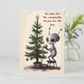 幻想的なエイリアンのクリスマスツリーのシーン シーズンカード (スタンド正面)
