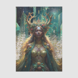 幻想的なエメラルドの森の女王たちのデコパージュ 薄葉紙