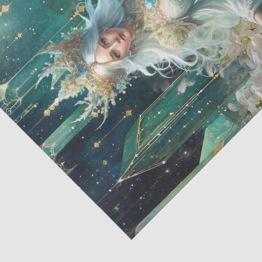 幻想的なエメラルドの森の女王デコパージュ 薄葉紙 (詳細)