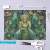 幻想的なエメラルドの森の女王デコパージュ 薄葉紙 (クラフト)