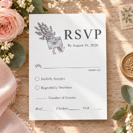 幻想的なエレガントフラワーブーケの結婚式RSVP 出欠カード