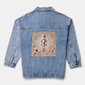 幻想的なエレガント ピンクとゴールドの淡い色合いのくるみ割り人形 デニムジャケット (裏面)