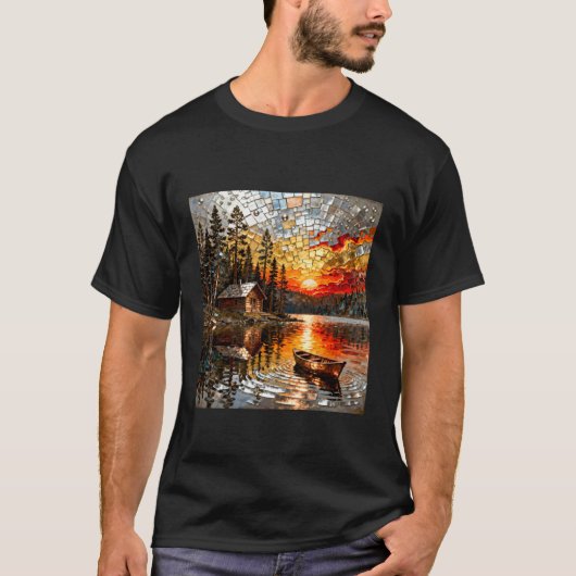 幻想的なエンボス加工の金属風景 Tシャツ (正面)