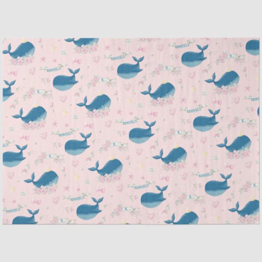 幻想的なオーダーメイドの花とクジラ 薄葉紙 (正面)