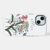 幻想的なオーダーメイドの花と野の花のデザイン iPhone 15ケース (裏面横)