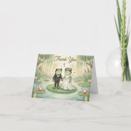 幻想的なカエルカップルの結婚式御礼カード サンキューカード