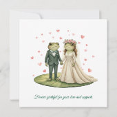 幻想的なカエル夫婦の結婚式の御礼カード サンキューカード (裏面)