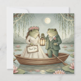 幻想的なカエル夫婦の結婚式の御礼カード サンキューカード