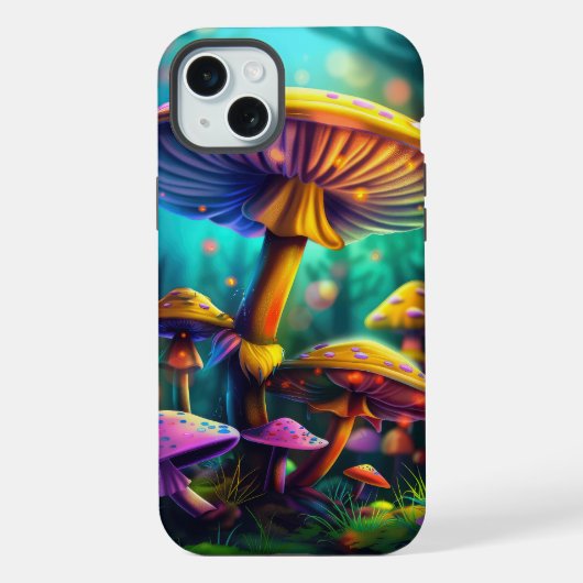 幻想的なカラフルなキノコのiPhoneケース iPhoneケース (裏面)