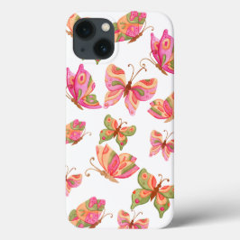 「幻想的なカラフルな蝶々」柄 iPhone 13 13ケース