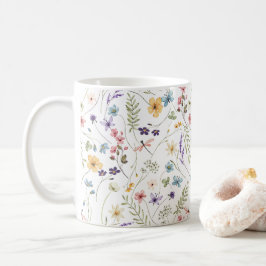 幻想的なカラフルな野の花の春のパターン コーヒーマグカップ