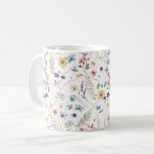 幻想的なカラフルな野の花の春のパターン コーヒーマグカップ (正面左)