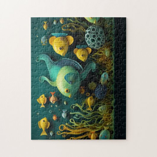 幻想的なカラフルの海の生物 ジグソーパズル (縦)