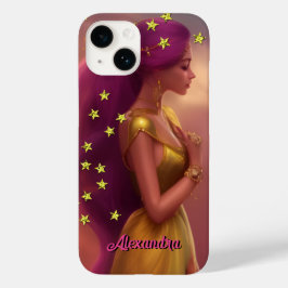幻想的なカラフルプリンセスの女の子 ピンク ゴールド 星 2 Case-Mate iPhone 14ケース