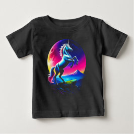幻想的なカラフルユニコーンの荒野 ベビーTシャツ