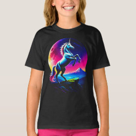 幻想的なカラフルユニコーンの荒野 女子 Tシャツ