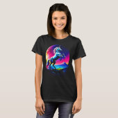 幻想的なカラフルユニコーンの荒野 女性用 Tシャツ (正面フル)