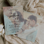 幻想的なカリグラフィー | くすんだ写真 結婚式の 招待状