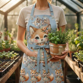 幻想的なカントリーコアスタイルの花柄パステルフォックス エプロン