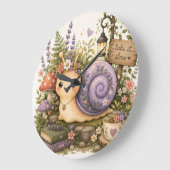 幻想的なカントリーコア・カタツムリの水彩画アート ラージ壁時計 (傾斜)