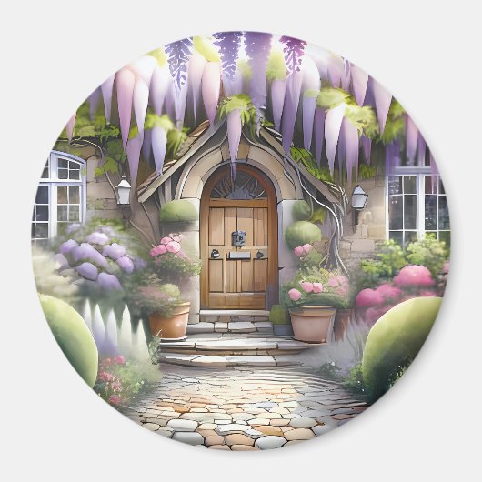 幻想的なカントリーテイストの庭の小道 マグネット (正面)