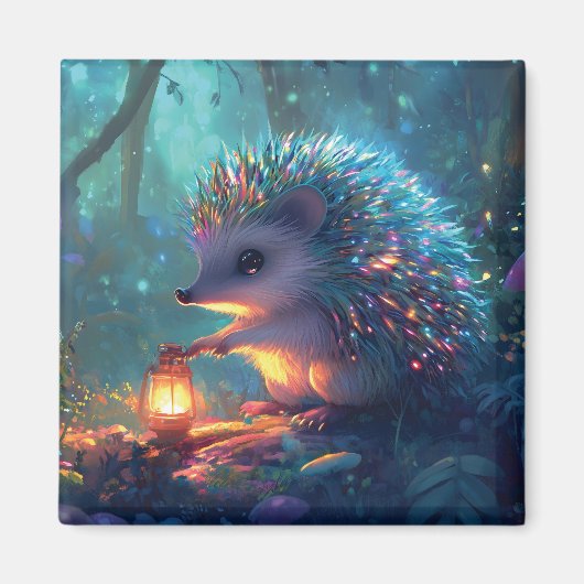 幻想的なキツネとランタンが織りなす魔法の森 マグネット (正面)