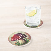 幻想的なキノコと菌類のモチーフ - 自然にインスパイアされたデザイン コースター (側面)