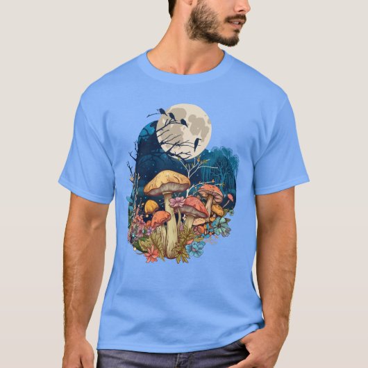 幻想的なキノコの夜 Tシャツ (正面)