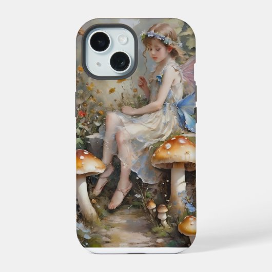 幻想的なキノコの妖精 iPhone 15ケース (裏面)
