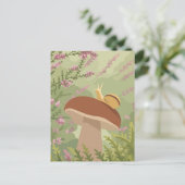 幻想的なキノコの森のカタツムリの芸術 ポストカード (スタンド正面)