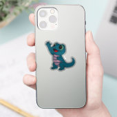 幻想的なキャラクターのヤモリ デカール 青緑 (スマートフォン)