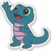 幻想的なキャラクターのヤモリ デカール 青緑 (正面)