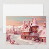 幻想的なキャンディーの付いたジンジャーブレッドハウス 4 シーズンカード (正面/裏面)