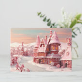 幻想的なキャンディーの付いたジンジャーブレッドハウス 4 シーズンカード (スタンド正面)