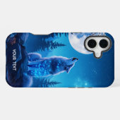 幻想的なキュートなオオカミの二重露光 iPhoneケース (裏面横)