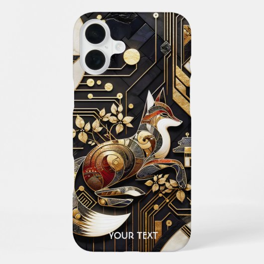 幻想的なキュートな抽象狐の芸術 iPhoneケース (裏面)