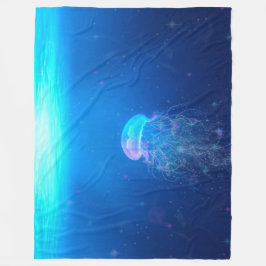 幻想的なキラキラするクラゲファンタジー フリースブランケット