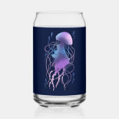 幻想的なクラゲ 紫藍色 ガラス缶 (正面)
