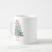 幻想的なクリスマスのカスタム水彩画の女の子 コーヒーマグカップ (正面左)