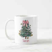 幻想的なクリスマスのカスタム水彩画の女の子 コーヒーマグカップ (左)