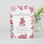 幻想的なクリスマスの手描きホリデーパーティー 招待状 (スタンド正面)